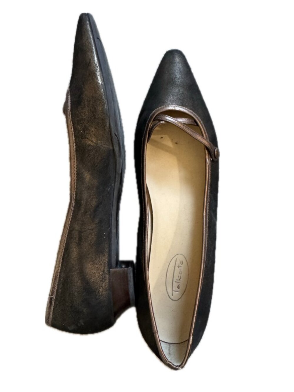 Talbots Bronze Flats Criss Cross Toe Sz 9.5 B